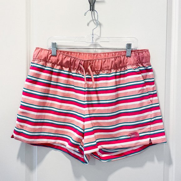 NWT - The North Face Women's Striped Athletic Shorts - Pink, Blue, White - Picture 2 of 10